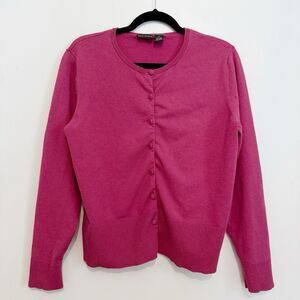 Field Manor Silk Angora Sweater Womens XL Berry  Crew Neck Long Sleeve Cardigan